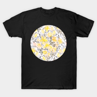 Sunny Yellow Crayon Striped Summer Floral T-Shirt